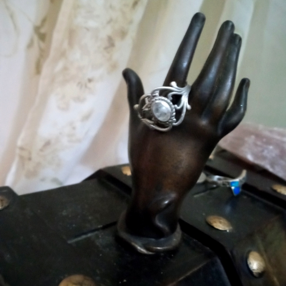 Rainbow moonstone 925 sterling silver ring